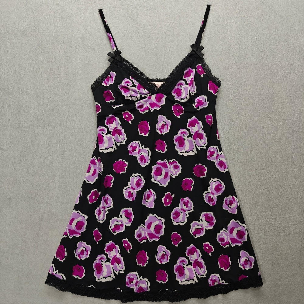 VTG 90s Y2K Floral Lace Satin Babydoll Slip Womens S La‎ SENZA Lingerie Chemise
